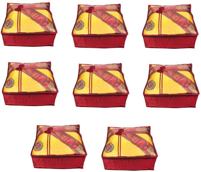 

Addyz Quilted Pack of 8 Pieces 5 inch Satin Transparent Saree Cover Salwar Suit Kamiz Garment Cover(Maroon)