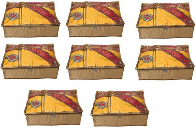 

Addyz Quilted Pack of 8 Pieces 5 inch Satin Transparent Saree Cover Salwar Suit Kamiz Garment Cover(Beige)