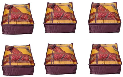 

Addyz Quilted Pack of 6 Pieces 5 inch Satin Transparent Saree Cover Salwar Suit Kamiz Garment Cover(Purple)