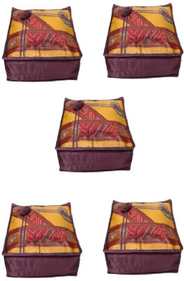 

Addyz Quilted Pack of 5 Pieces 5 inch Satin Transparent Saree Cover Salwar Suit Kamiz Garment Cover(Purple)