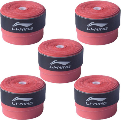 

Li-Ning GP-20 Badminton Racquet Grip, Set of 5 Gripper(Red, Pack of 5)