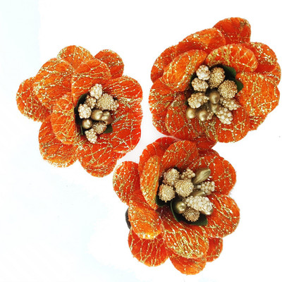 

Majik Hair Flower Accessories For Weddings Hair Band(Orange)