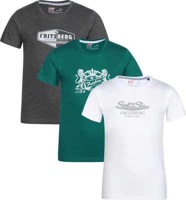 Fritzberg Boys Printed Cotton T Shirt(Multicolor, Pack of 3) Flipkart
