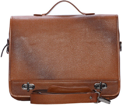 

GOSSIP LEATHER 15 inch Laptop Messenger Bag(Brown), Tan
