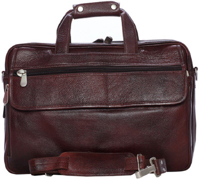 

GOSSIP LEATHER 15 inch Expandable Laptop Messenger Bag(Brown)