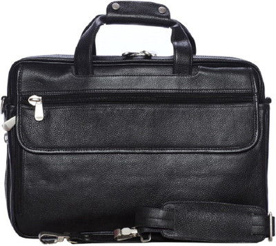

GOSSIP LEATHER 15 inch Expandable Laptop Messenger Bag(Black)