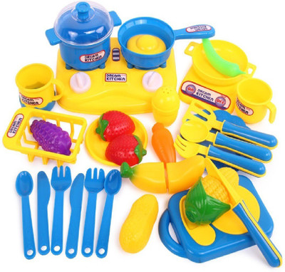 

Toys Bhoomi Learn to Cook with Dream Kitchen Cutting Play Food Fruits Vegetables Playset - 43 Pieces(Multicolor)