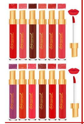 

Lady Fashion KISS PROOF Non Transfer SUPER MATTE LIQUID LIPSTICKS (Set of 12 Lipsticks)(All Running Shades, 74 ml)