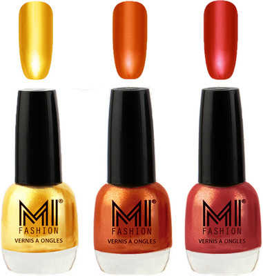 

MI Fashion Crazy-Chromey-Shiny Luxurious Collection of Chrome Nail Polish Set of 3, Extra Shine on Nails with Non Toxic Power Lasting Formulation Golden,Copper,Lava Lust(Pack of 3)
