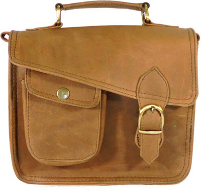 

PINO Women Casual Brown Genuine Leather Sling Bag