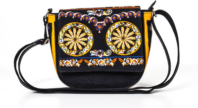 

Shaun Design Women Blue, Yellow Denim Sling Bag