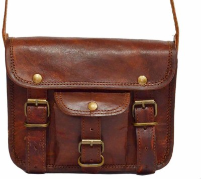 

PINO Men & Women Casual Brown Genuine Leather Sling Bag