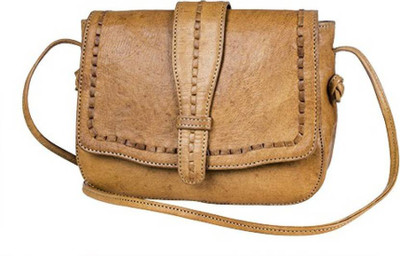 

PINO Girls Casual Brown Genuine Leather Sling Bag