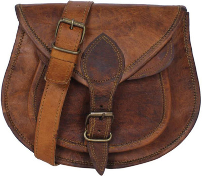 

PINO Women Casual Brown Genuine Leather Sling Bag