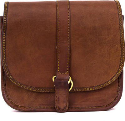

PINO Girls Casual Brown Genuine Leather Sling Bag