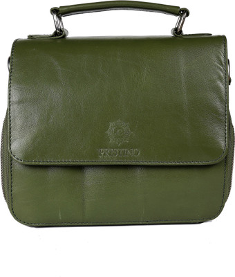 

PRISTINO Women Formal Green Genuine Leather Sling Bag