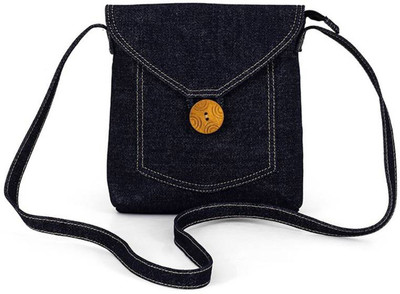 

PINO Women Casual Black Genuine Leather Sling Bag