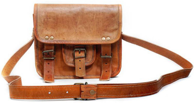 

PINO Girls Casual Brown Genuine Leather Sling Bag