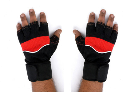 

FACTO POWER Pair of Premium Gym Gloves for Men and Women with Wrist Support Quality Gym & Fitness Gloves (Free Size, Red, Black), Black;red