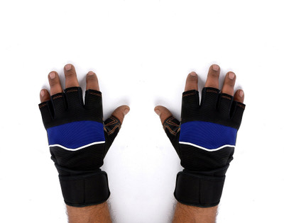 

FACTO POWER Pair of Premium Gym Gloves for Men and Women with Wrist Support Quality Gym & Fitness Gloves (Free Size, Blue, Black), Black;blue