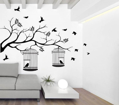 fuzzy 155 cm Tree Self Adhesive Sticker(Pack of 1)