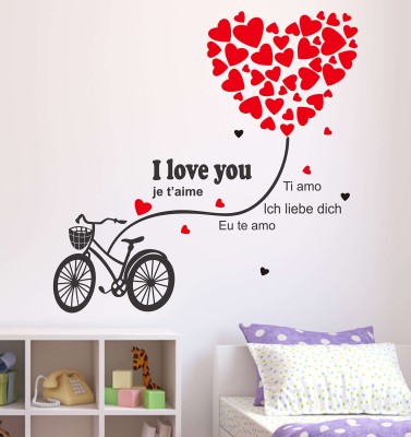 HAPPYSTICKY 150 cm Heartin Love Cycle Removable Sticker(Pack of 1)