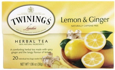 

Twinings Caffeine Free Lemon, Ginger Herbal Tea Bags(30 g, Box)