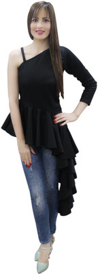 CRAZEVILLA Party Regular Sleeve Solid Women Black Top