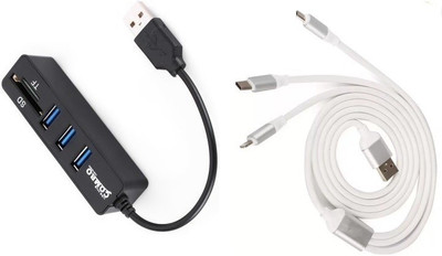 

durReey Set of Multi connectivity USB Hub with Lightning 8 Pin +ANDROID+CTYPE 3 IN 1 C10Y USB Hub, USB Cable(White, Black)