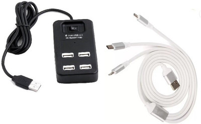 

durReey Set of Multi connectivity USB Hub with Lightning 8 Pin + ANDROID+ CTYPE 3 IN 1 C13Y USB Hub, USB Cable(Black, White)