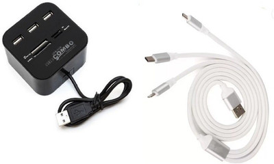

durReey Set of Multi connectivity USB Hub with Lightning 8 Pin +ANDROID+TYPE C 3 IN 1 C3Y USB Hub, USB Cable(Black, White)