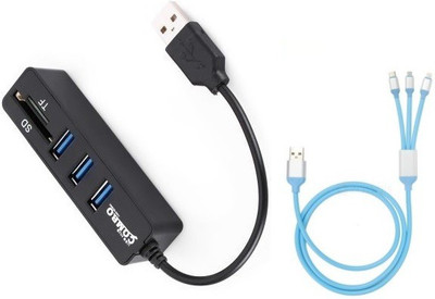 

durReey Set of Multi connectivity USB Hub with 3 IN 1 Lightning 8 Pin + ANDROID+ CType C66Y USB Hub, USB Cable(Blue, Black)