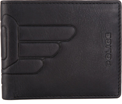Police Men Casual Black Genuine Leather Wallet(8 Card Slots)