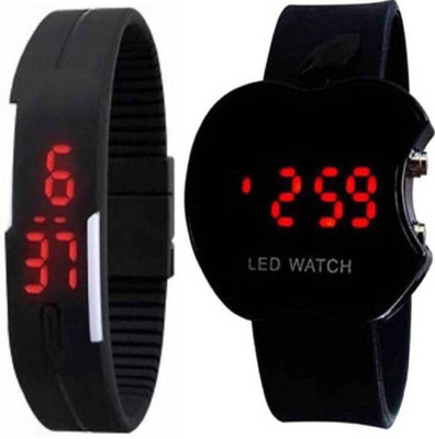 

Talgo New Arrival 2018 Red Robin Season Special RRALEDBKAPPLEBKS New Special CollectioN Led Black Rectangle Dial & Black Rubber Belt And Black Apple Shape Dial & Black Rubber Belt Atrractive And Comfertable Strap (Combo Of 2) RRaLEDBkAPPLEBKS Watch - For 