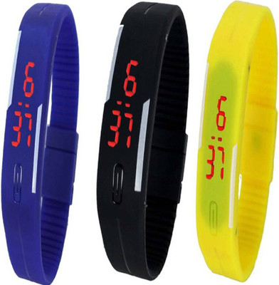 

Talgo New Arrival 2018 Red Robin Season Special RRSLEDBUBKYL New Special Collection Led Digital Blue ,Black ,Yellow Rectangle Dial And rubber Belt & Atrractive And Comfertable Strap (Combo Of 3) RRSLEDBUBKYL Watch - For Boys