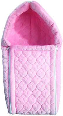 

BRANDONN Self Design  Hooded Baby Blanket(Polyester, Pink