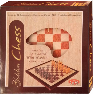 

Muskaan Toyz Wooden Chess Set Board Game Elegant Checker Checkboard wd Cream & Brown Chessmen Excellent appeal & good quality wood Board Game