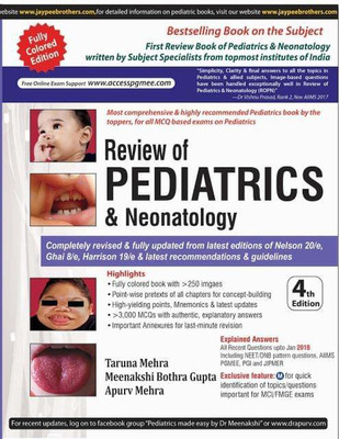 Review of PEDIATRICS & Neonatology 4th edition 2018 by Taruna Mehra, Meenakshi Bothra Gupta, Apurv Mehra(English, Paperback, Taruna mehra,Meenakshi Bothra Gupta,Apurv mehra)
