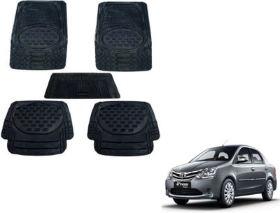 MOCKHE Rubber, Plastic Standard Mat For  Toyota Etios(Black)