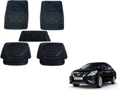 MOCKHE Rubber, Plastic Standard Mat For  Nissan Sunny(Black)