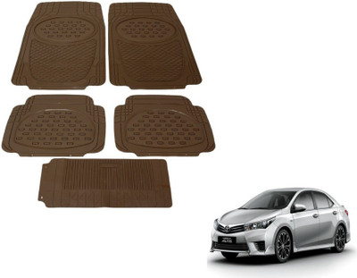 MOCKHE Rubber, Plastic Standard Mat For  Toyota Corolla Altis(Brown)