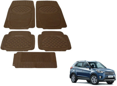 MOCKHE Rubber, Plastic Standard Mat For  Hyundai Creta(Brown)