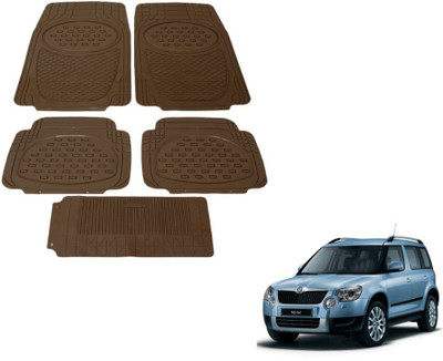 MOCKHE Rubber, Plastic Standard Mat For  Skoda Yeti(Brown)