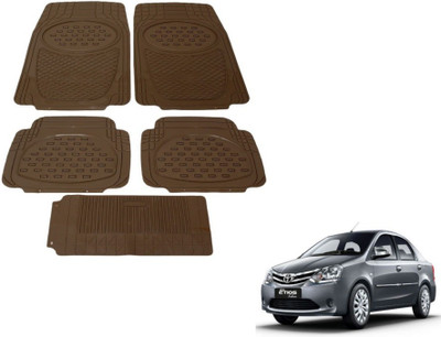 MOCKHE Rubber, Plastic Standard Mat For  Toyota Etios(Beige)