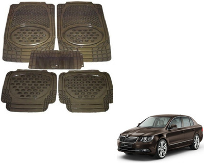 MOCKHE Rubber, Plastic Standard Mat For  Skoda Superb(Grey)