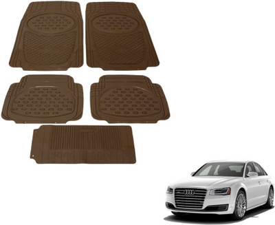 MOCKHE Rubber, Plastic Standard Mat For  Audi A8(Brown)