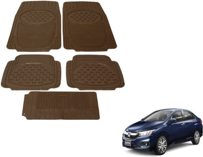 MOCKHE Rubber, Plastic Standard Mat For  Honda New City(Brown)