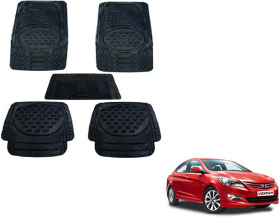 MOCKHE Rubber, Plastic Standard Mat For  Hyundai Verna(Black)
