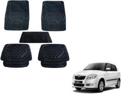 MOCKHE Rubber, Plastic Standard Mat For  Skoda Fabia(Black)