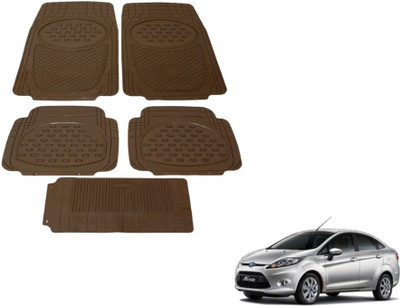MOCKHE Rubber, Plastic Standard Mat For  Ford New Fiesta(Brown)